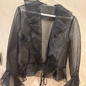 Sheer cocktail overblouse; black; size 12